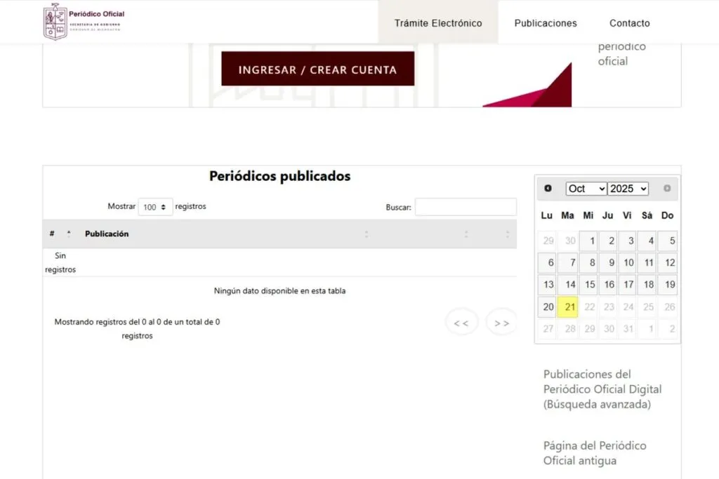 El Periódico Oficial de Michoacán lleva más mes sin publicar decretos, retrasos legales al gobierno digital.