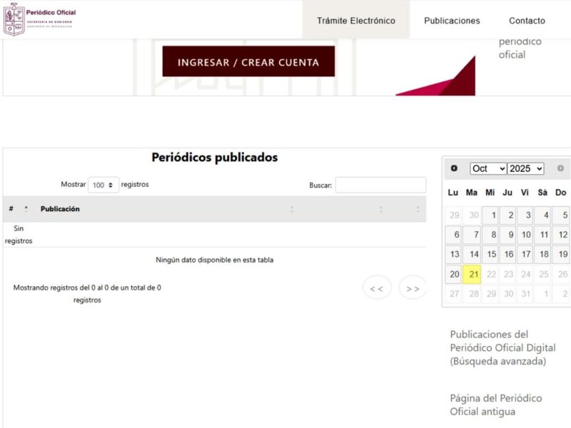 De membrete Gobierno Digital en el Periódico Oficial del Estado