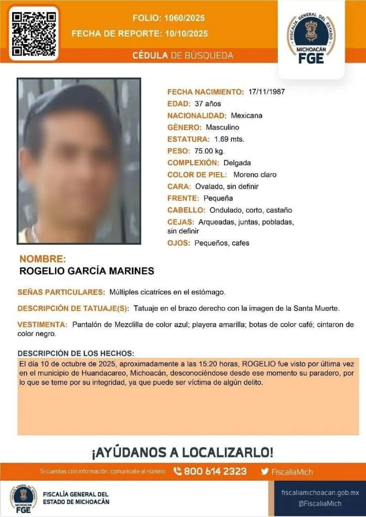 Localizan el cadáver de Rogelio; joven reportado como desaparecido en Huandacareo