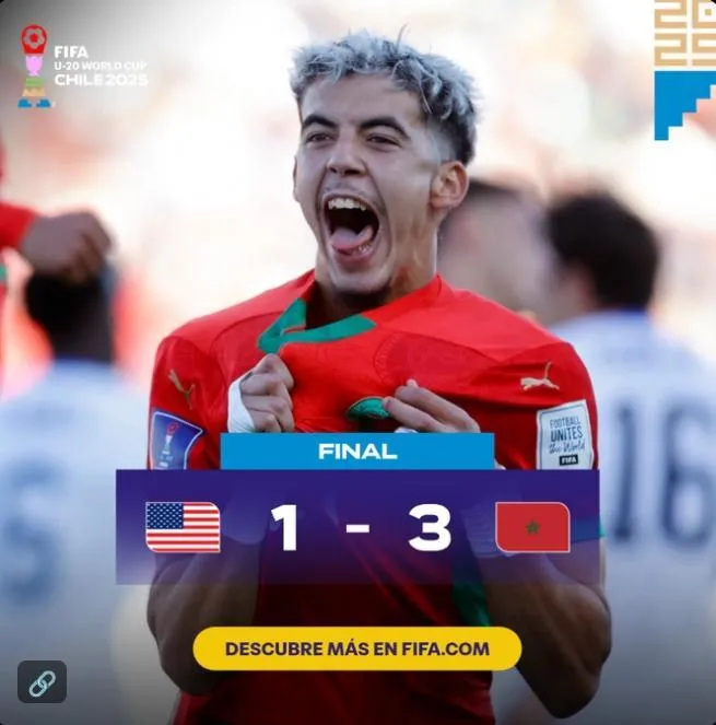 Marruecos avanza a semifinales del Mundial Sub-20 al vencer a Estados Unidos-1