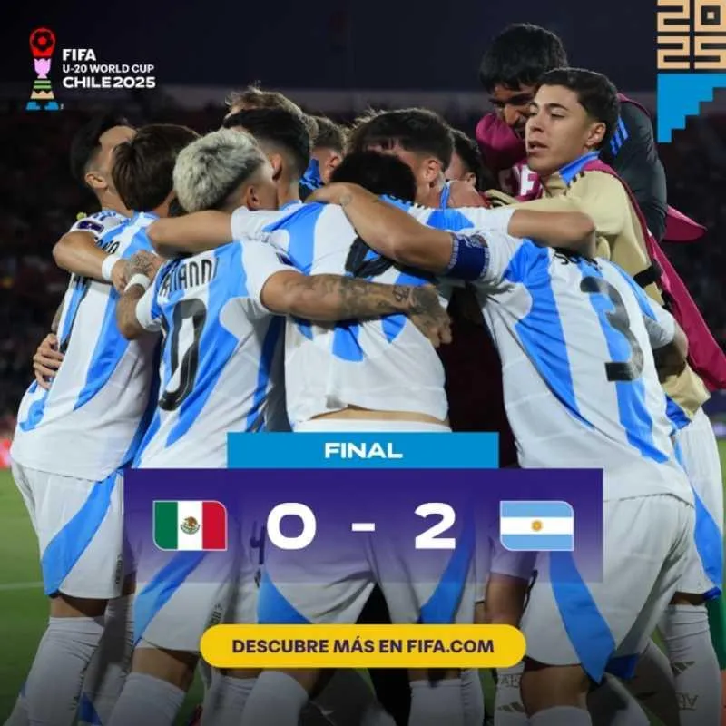 El seleccionado de México Sub 20 cayó 0-2 ante Argentina en cuartos de final del Mundial de Chile 2025 y quedó eliminado; Los sudamericanos enfrentarán a Colombia en semifinales