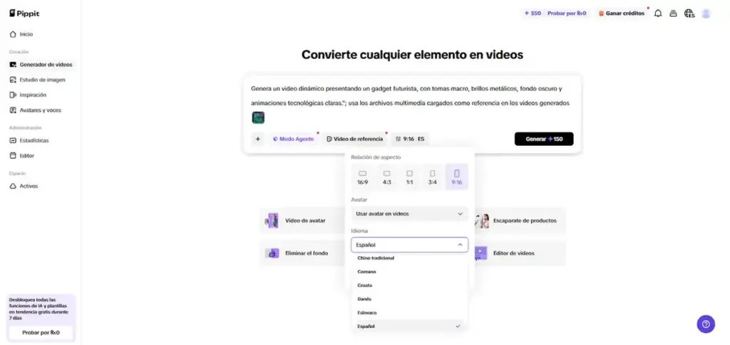 Ajustes de configuración de video