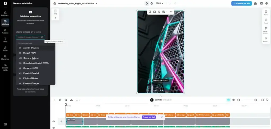 Aplicación de filtros y efectos en video