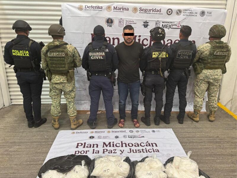 Asegurados 50 kg de droga y detienen a un implicado en Morelia: SSP