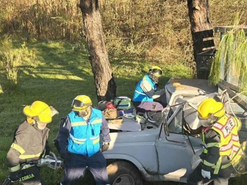 Camioneta sufre volcadura tras chocar con una vaca en la autopista Siglo XXI; deja 2 heridos