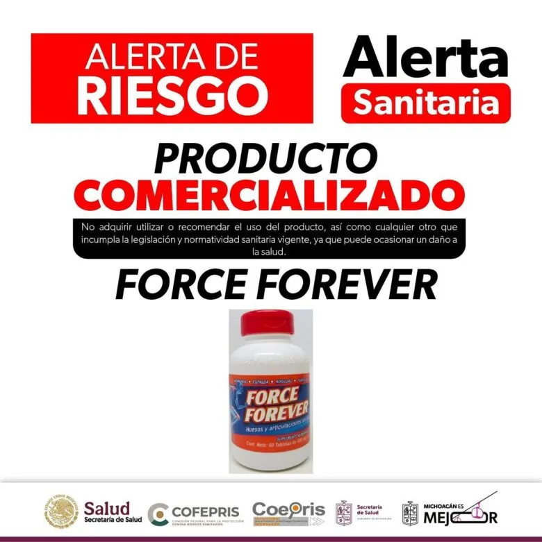 Cofepris emite alerta sanitaria del producto Force Forever