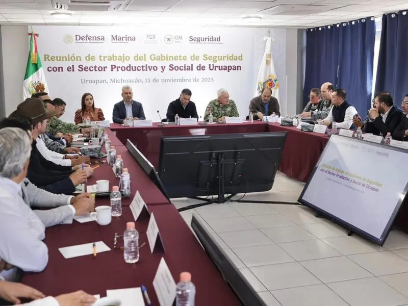 Dentro del Plan Michoacán, acuerdan plan región Uruapan Harfuch, Bedolla y Quiroz