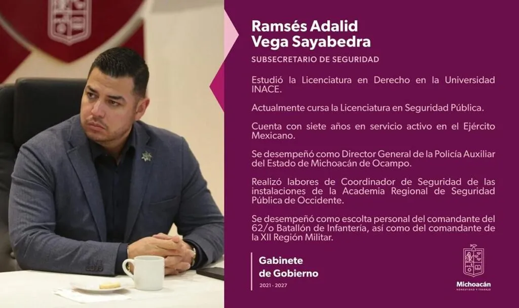 Designa Bedolla a Ramsés Sayabedra como nuevo subsecretario de Operación Policial