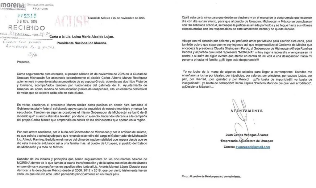 Empresario de Uruapan pide justicia a Luisa María Alcalde de Morena, por asesinato de Carlos Manzo-2