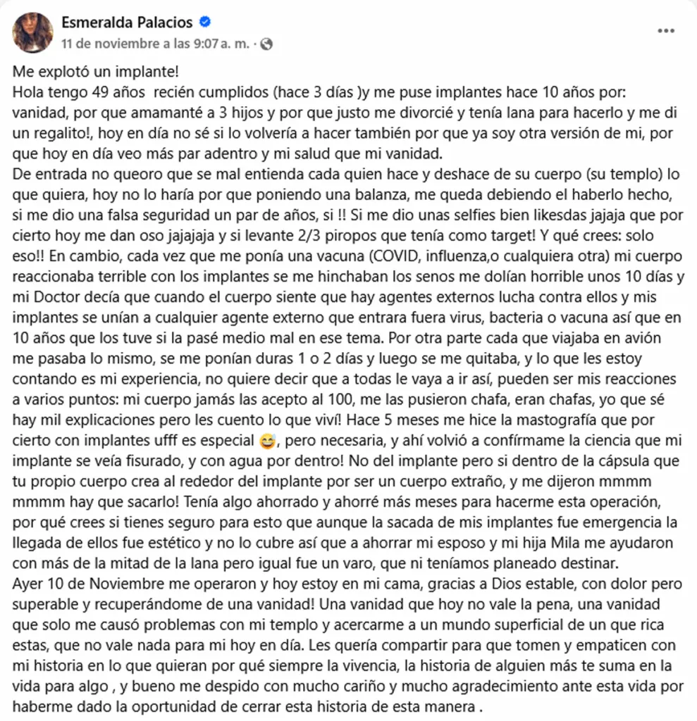 Exesposa de Facundo es hospitalizada de emergencia