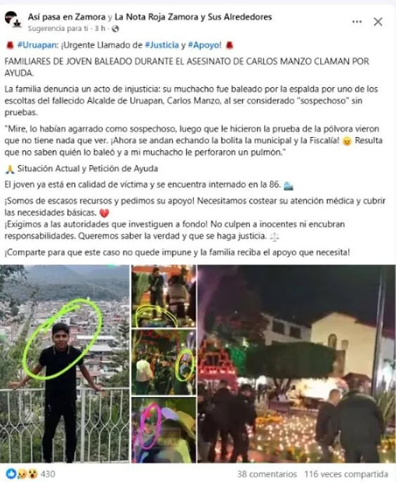 Fotos que circularon en redes no eran del asesino Carlos Manzo; FGE aún desconoce la identidad-4