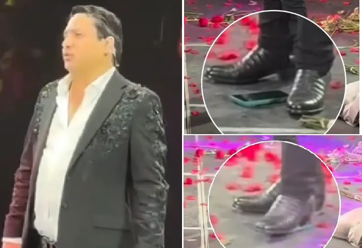 Julión Álvarez pisa celular de fan durante concierto en CDMX y desata polémica
