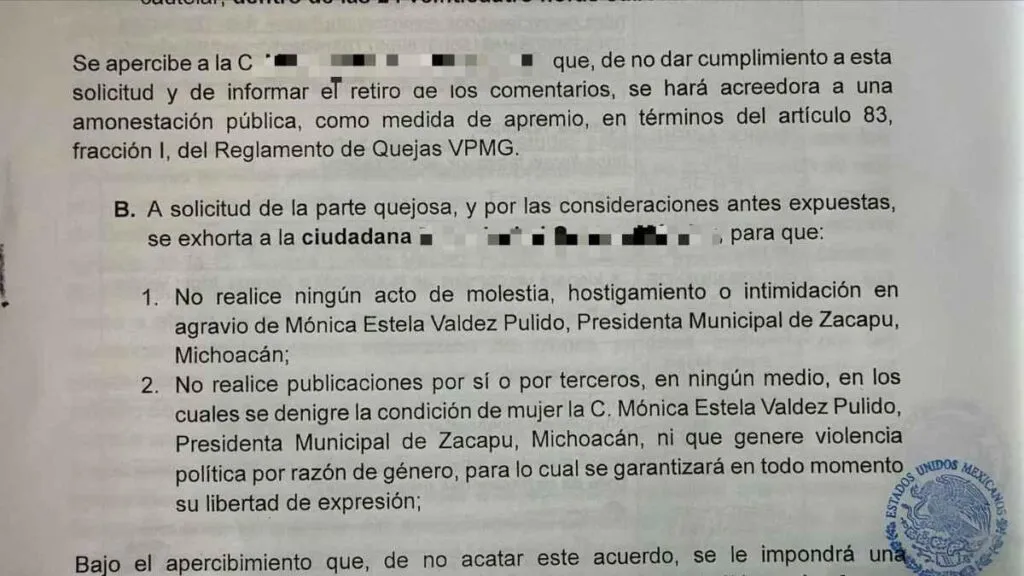 ordenan frenar hostigamiento contra alcaldesa de Zacapu tras acoso digital