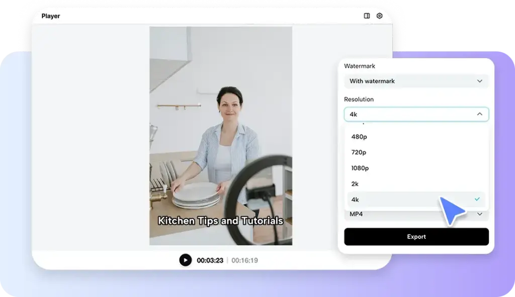 Selector de resolución en traductor de video