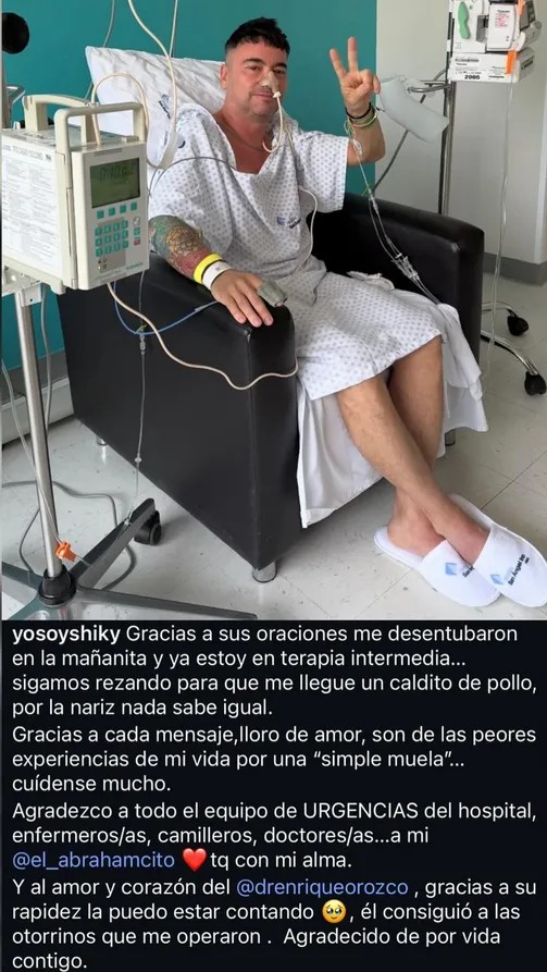 Shiky comparte foto desde el hospital y brinda detalles de su recuperación tras ser extubado-1