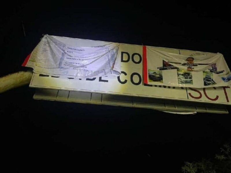 Aparecen narcomantas en puente de Coahuayana que divide Colima y Michoacán