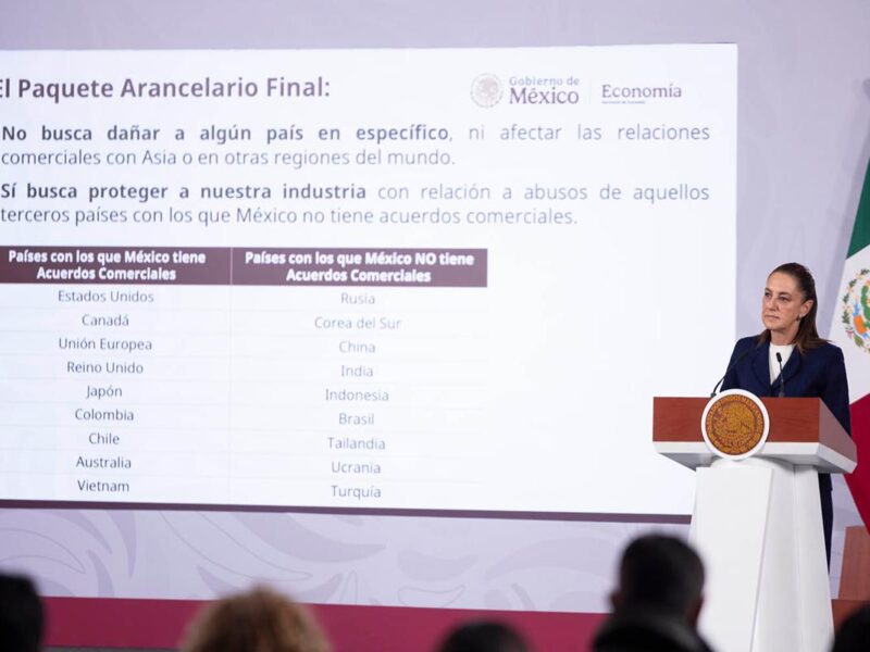 Sheinbaum asegura que aranceles no buscan enemistad con ningún país, sino fortalecer trabajo en México