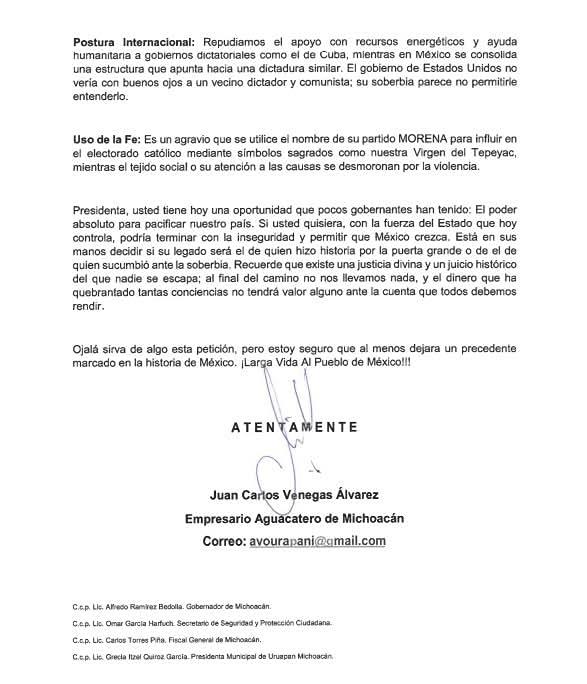 Aguacatero de Michoacán acusa ante Sheinbaum, omisión del estado frente a extorsión y homicidios en Uruapan 2