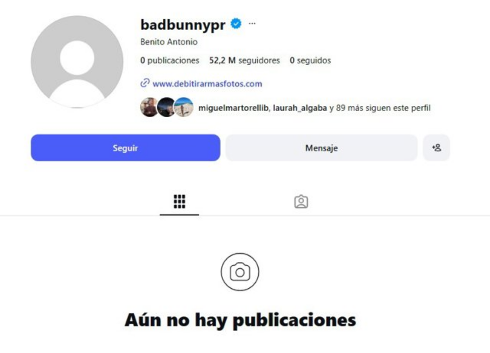 Bad Bunny deja en blanco su Instagram tras su show en el Super Bowl LX