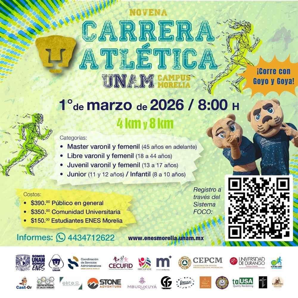 Carrera Atlética UNAM Morelia 2026: fecha, rutas y registro 2