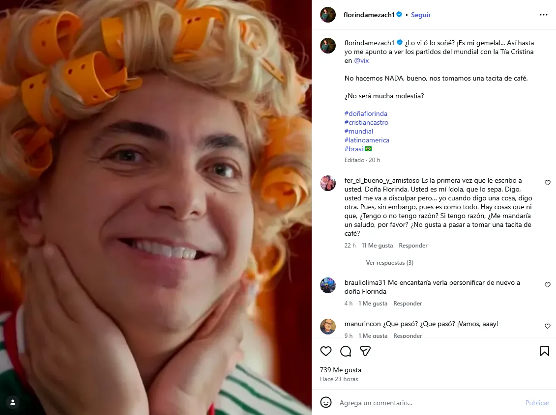 Florinda Meza reacciona a Cristian Castro y su “La Tía Cristina”