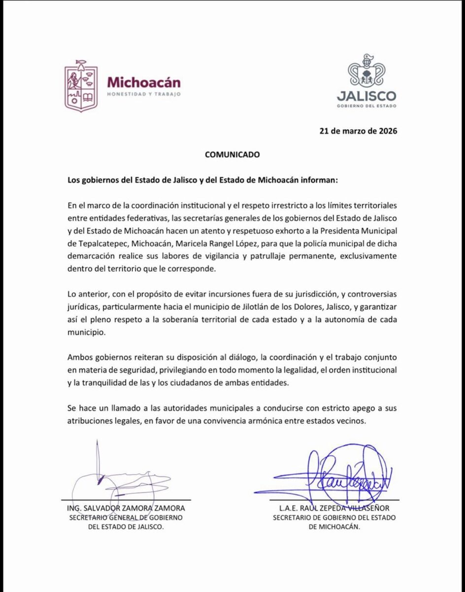 Policía municipal de Tepalcatepec debe respetar los límites territoriales 1
