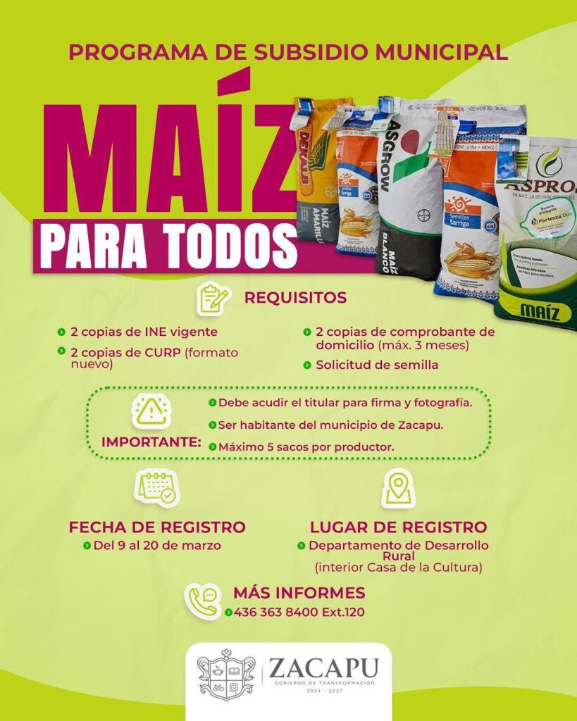 Programa Maíz para Todos en Zacapu abre registro a productores 1