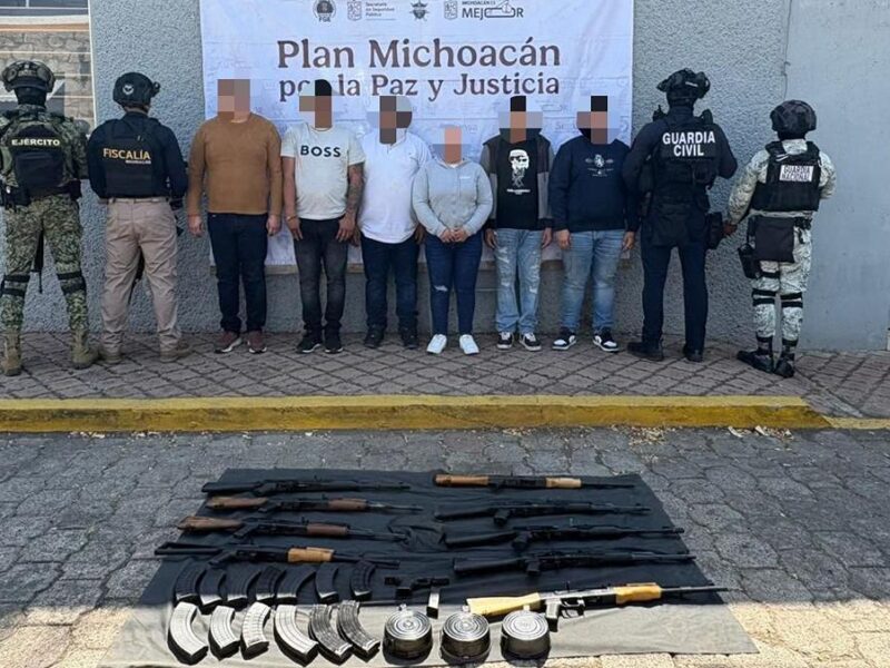 SSP y Defensa detienen a 6 personas y aseguran 10 armas en Morelia