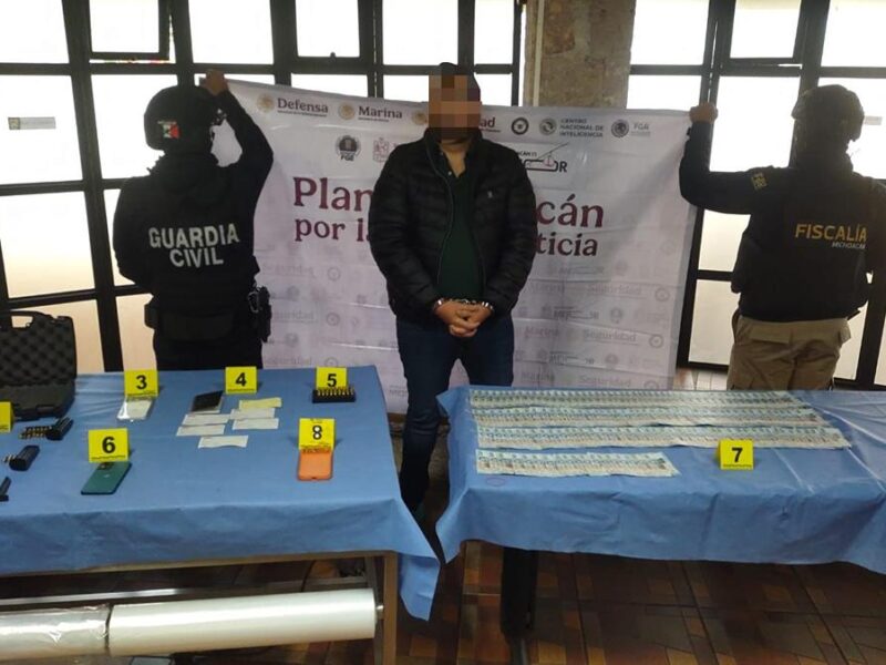 hombre detenido Morelia metanfetamina armas