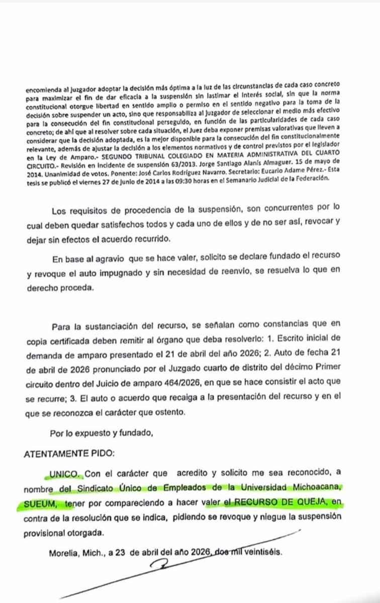 SUEUM impugna huelga de puertas abiertas en la UMSNH (Morelia) 2