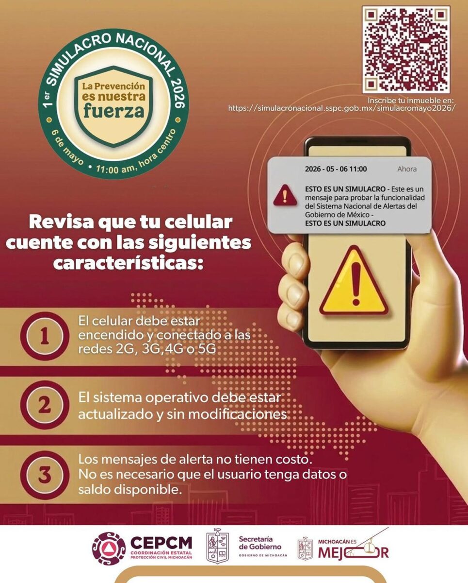 alista Michoacán Primer Simulacro Nacional 2026