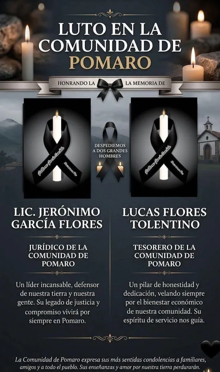 Asesinan a dos representantes de Pómaro; comunidad bloquea la carretera 200