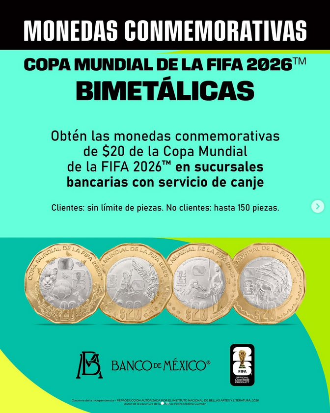 Banxico lanza 12 monedas del Mundial 2026