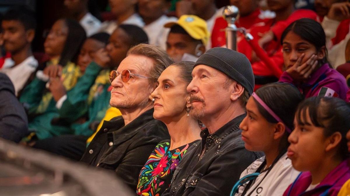 Claudia Sheinbaum y U2 se reúnen en Asamblea de Niños de la Calle; fans claman por concierto masivo en el Zócalo