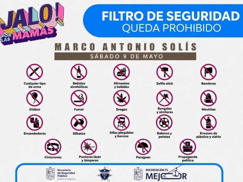 Estos son objetos que no podrás ingresar al Jalo por las Mamás en el Estadio Morelos