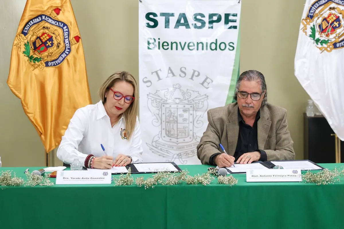Histórica alianza entre UMSNH y STASPE; signan convenio de colaboración