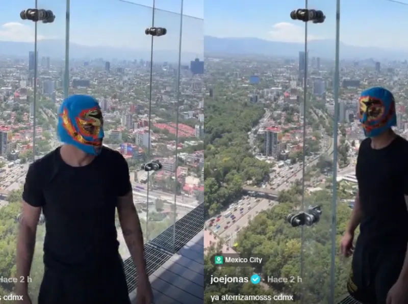 Joe Jonas aparece en México usando máscara de luchador previo al show de los Jonas Brothers en la CDMX