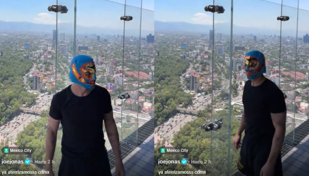 Joe Jonas aparece en México usando máscara de luchador previo al show de los Jonas Brothers en la CDMX