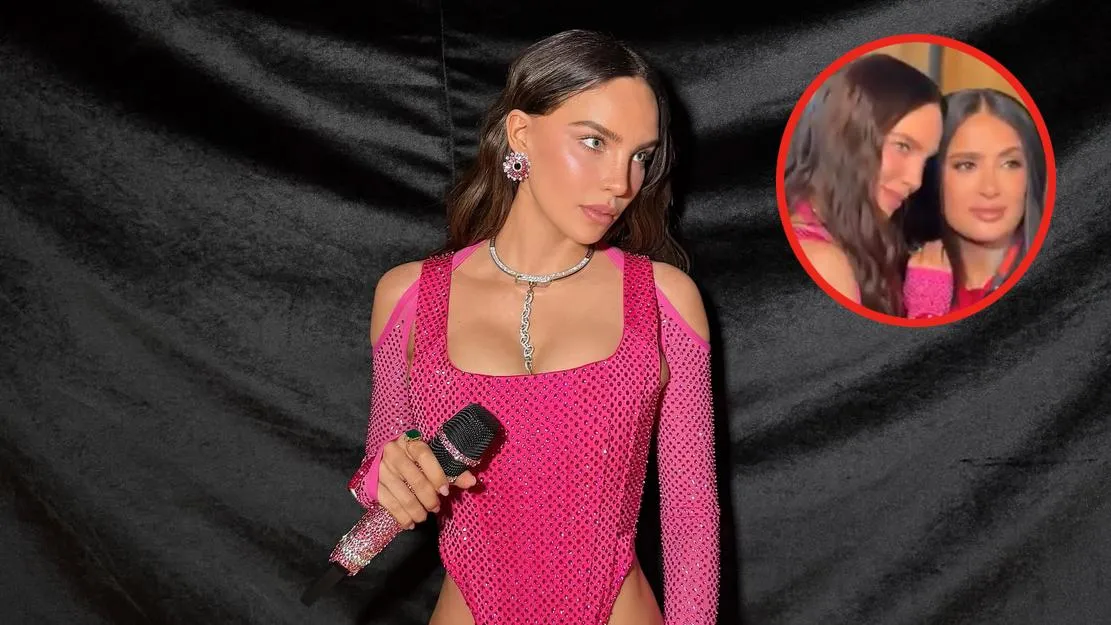 Belinda recibe “nalgada de la suerte” de Salma Hayek en apertura mundialista