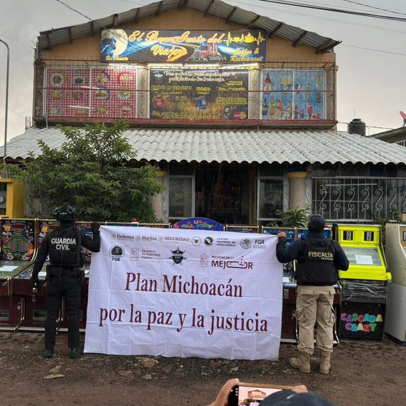 Ejecuta FGE 11 órdenes de cateo en Maravatío; asegura 67 máquinas tragamonedas
