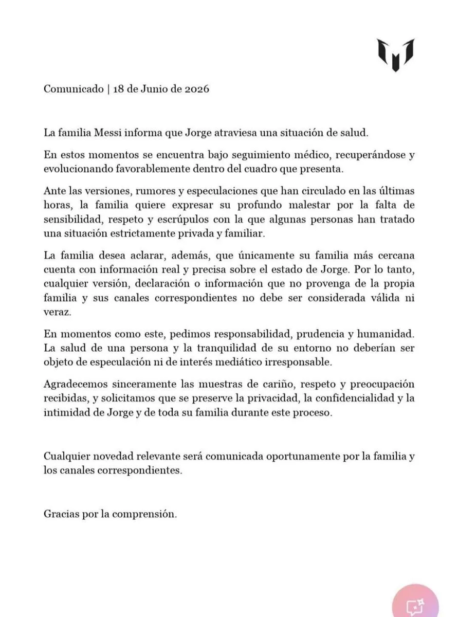 Familia de Lionel Messi rompe el silencio y desmiente la muerte de Jorge Messi
