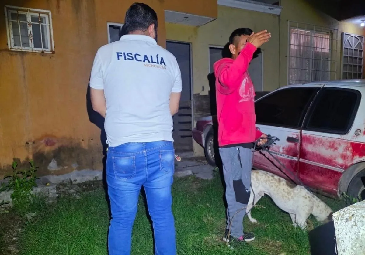 FGE Michoacán rescata a un canino víctima de maltrato, durante cateo realizado en Numarán