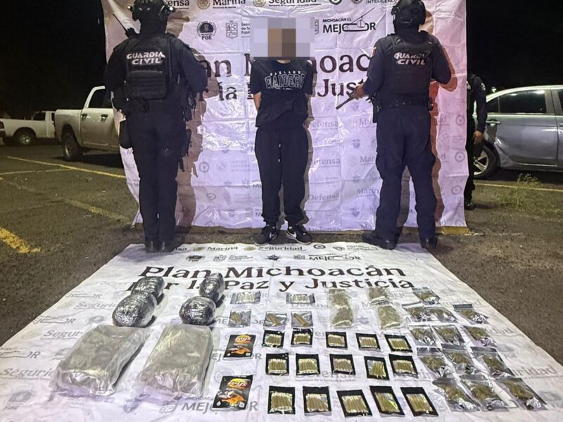 Guardia Civil asegura más de 3.5 kg de droga y detiene a un hombre en Morelia