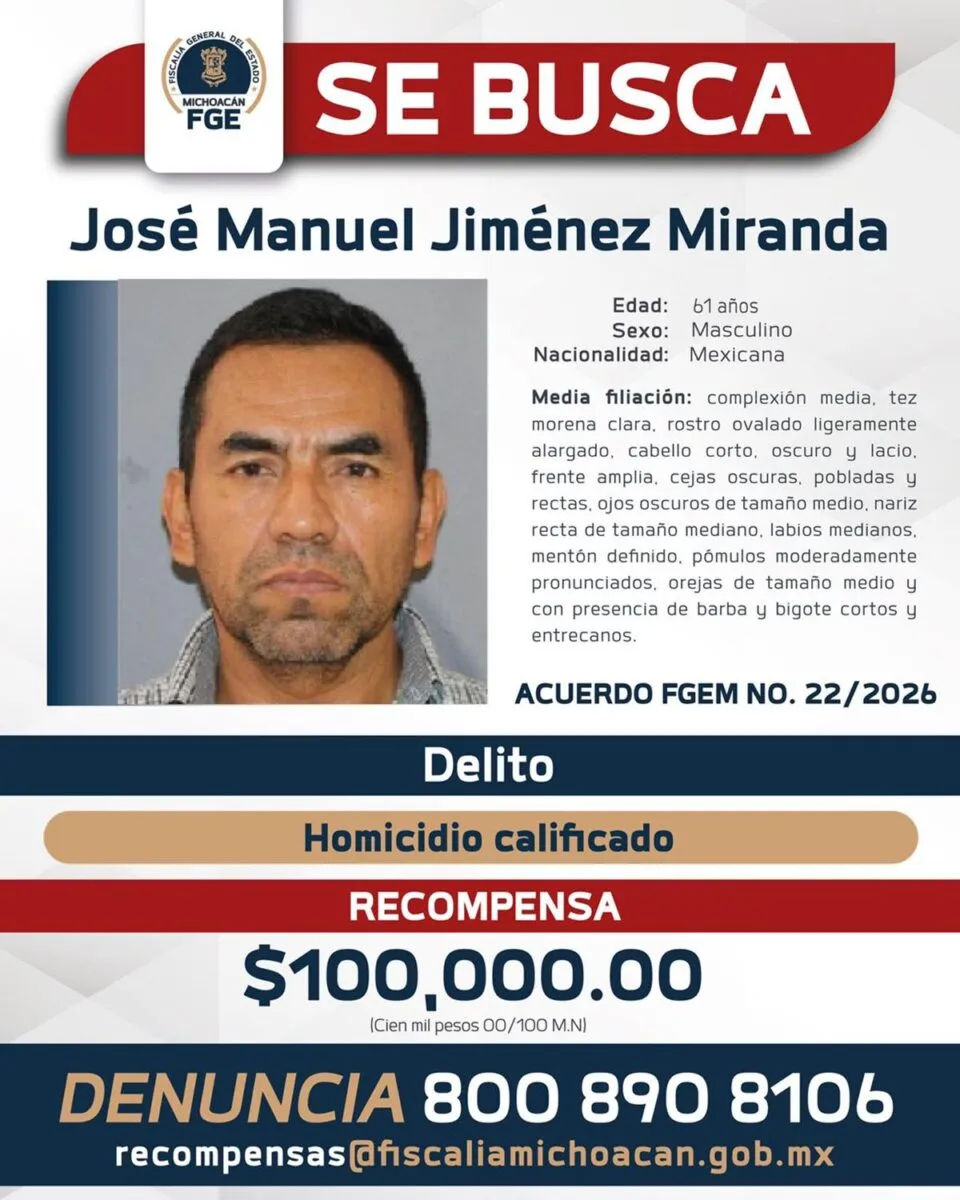 Ocho meses después, FGE ofrece recompensa por exjefe de escolta de Carlos Manzo