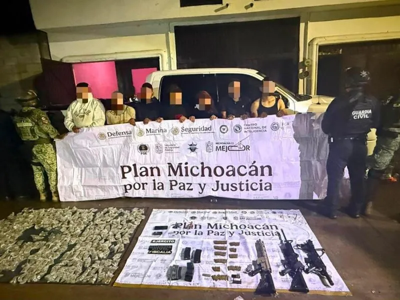 SSP y Defensa desarticulan célula delictiva en Huaniqueo; fueron detenidas 7 personas