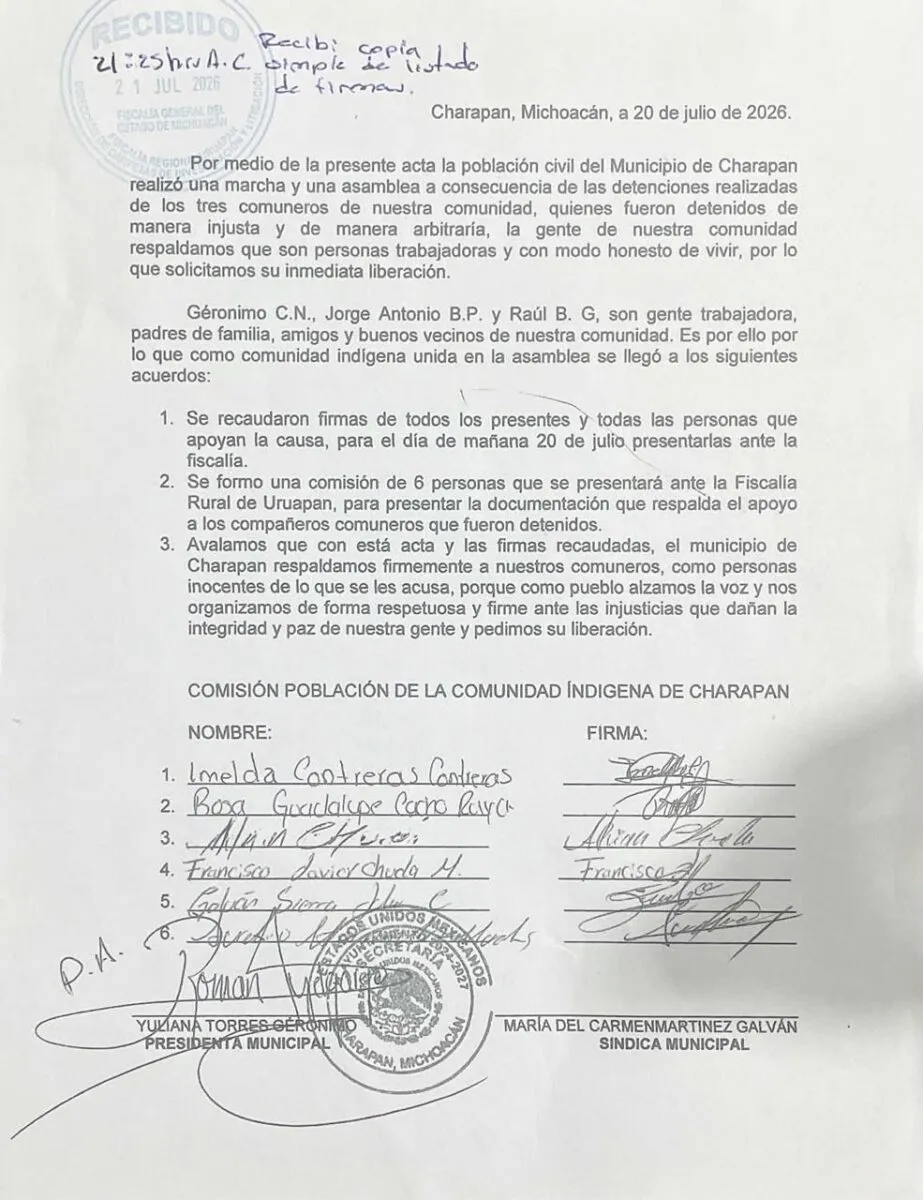 Comunidad de Charapan exige liberar a comuneros