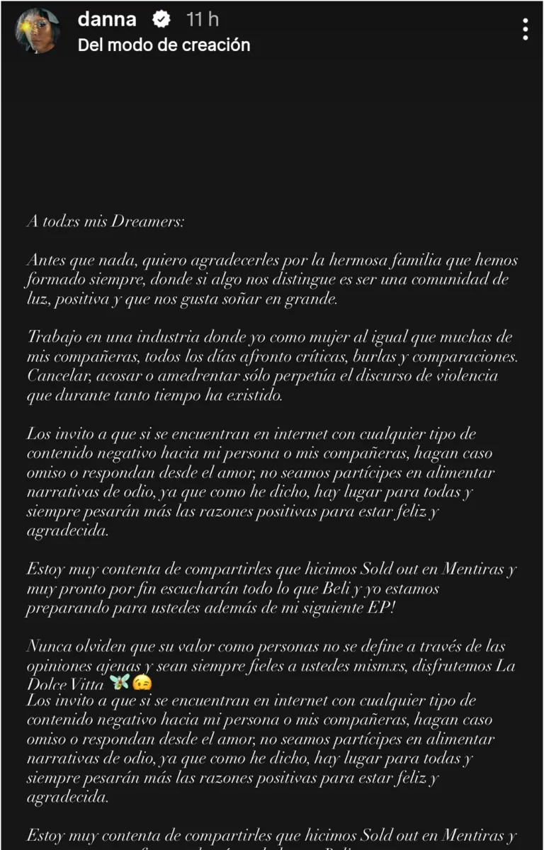 Danna Paola defiende a Belinda y llama a detener el hate