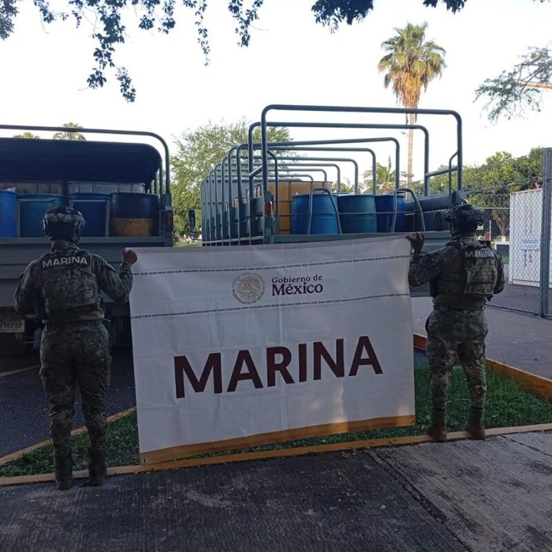 La Marina aseguró más de 7 mil litros de huachicol en Arteaga, Michoacán
