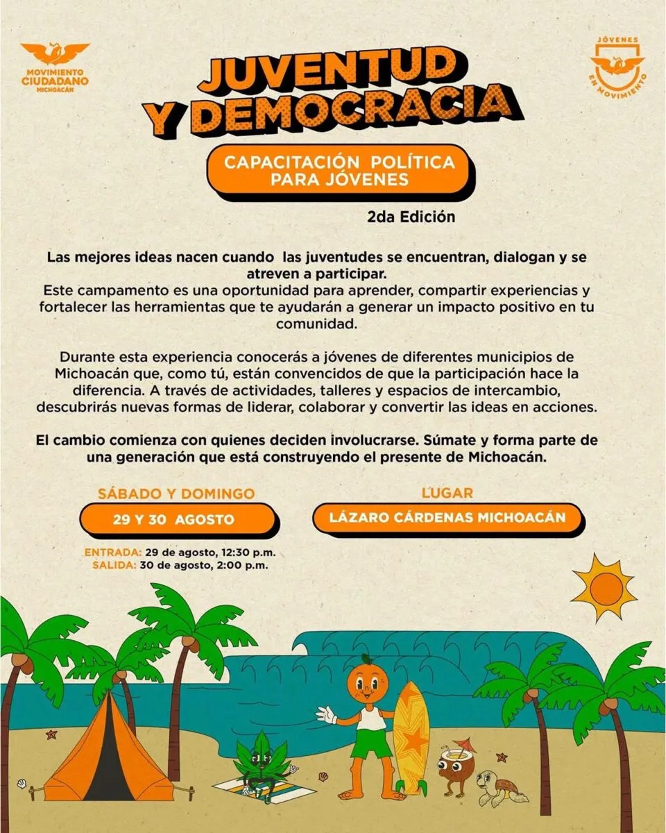 Movimiento Ciudadano Michoacán convoca a participar en la segunda edición del Campamento Juventud y Democracia-1