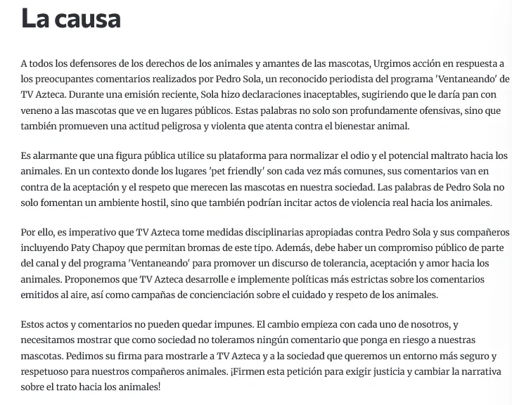 Pedro Sola, bajo presión: más de 159 mil firmas en Change.org exigen sancione